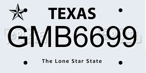 GMB6699 Texas License Plate