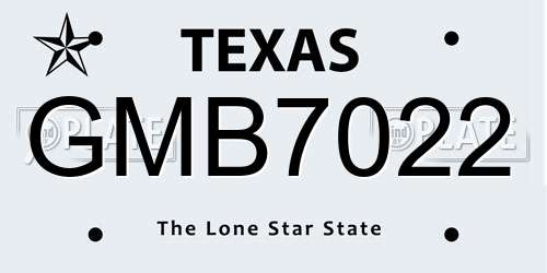 GMB7022 Texas License Plate