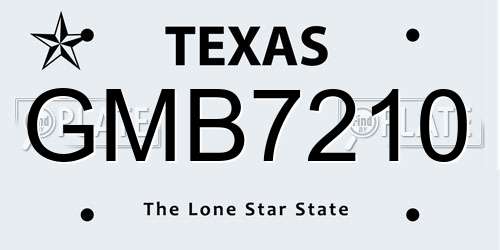 GMB7210 Texas License Plate
