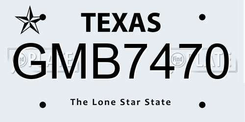 GMB7470 Texas License Plate