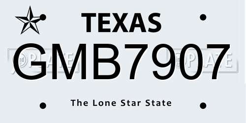 GMB7907 Texas License Plate