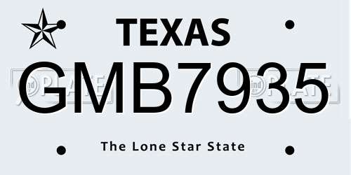 GMB7935 Texas License Plate