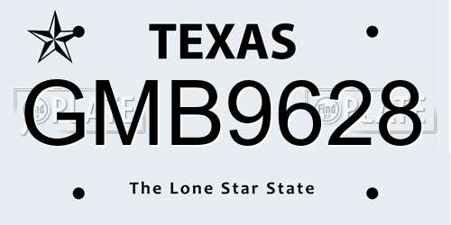 GMB9628 Texas License Plate