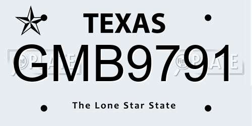 GMB9791 Texas License Plate
