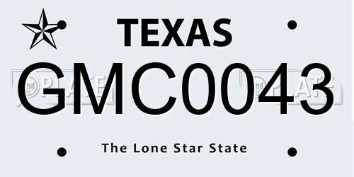 GMC0043 Texas License Plate