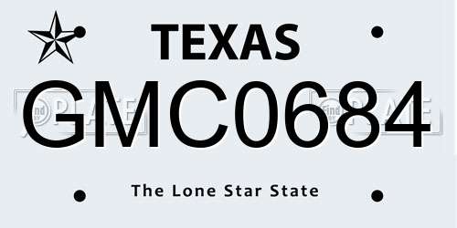 GMC0684 Texas License Plate