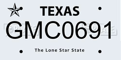 GMC0691 Texas License Plate