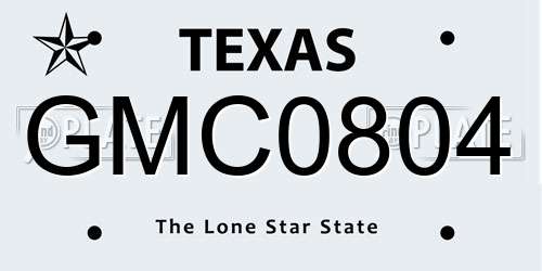GMC0804 Texas License Plate