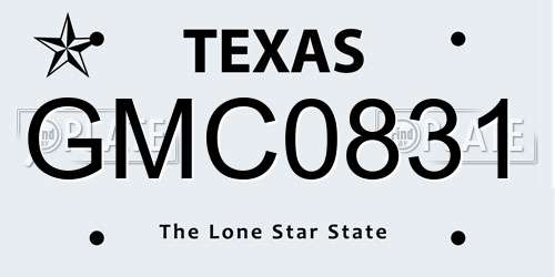 GMC0831 Texas License Plate