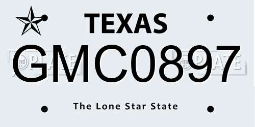 GMC0897 Texas License Plate