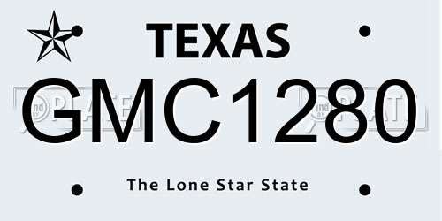 GMC1280 Texas License Plate