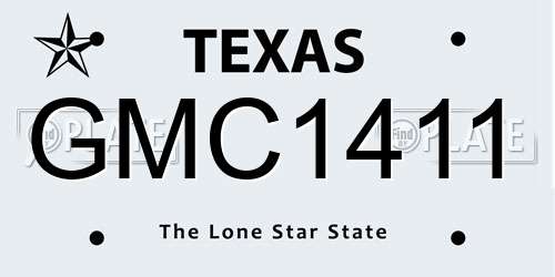 GMC1411 Texas License Plate