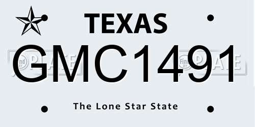 GMC1491 Texas License Plate