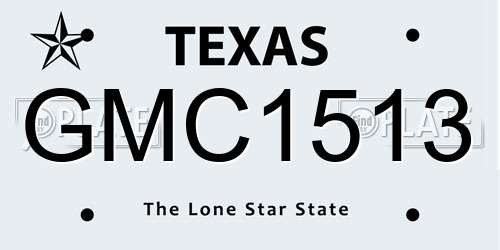 GMC1513 Texas License Plate