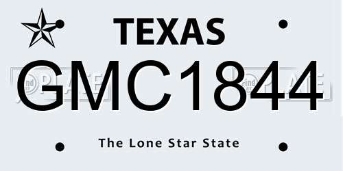 GMC1844 Texas License Plate