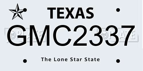 GMC2337 Texas License Plate