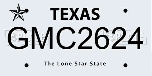 GMC2624 Texas License Plate