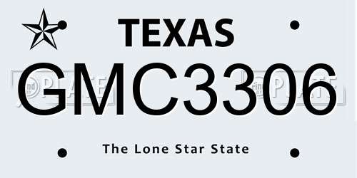 GMC3306 Texas License Plate