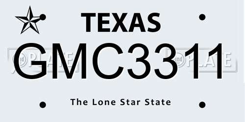 GMC3311 Texas License Plate