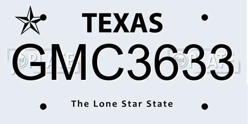 GMC3633 Texas License Plate
