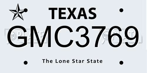 GMC3769 Texas License Plate