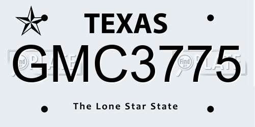 GMC3775 Texas License Plate
