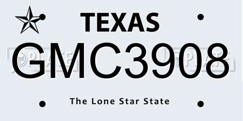 GMC3908 Texas License Plate