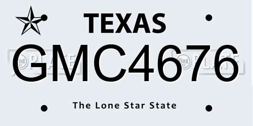 GMC4676 Texas License Plate