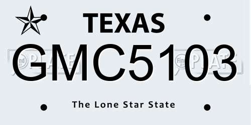 GMC5103 Texas License Plate