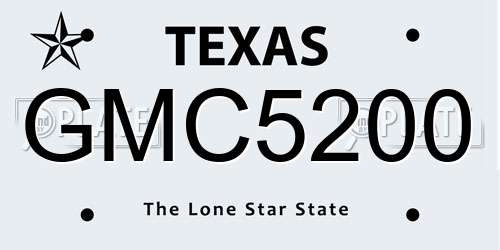 GMC5200 Texas License Plate