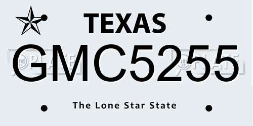 GMC5255 Texas License Plate
