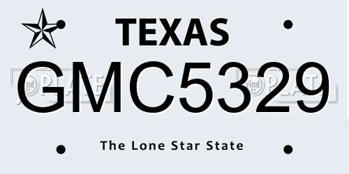 GMC5329 Texas License Plate