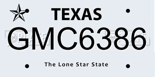 GMC6386 Texas License Plate