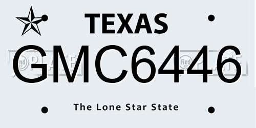 GMC6446 Texas License Plate