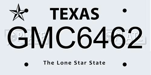 GMC6462 Texas License Plate