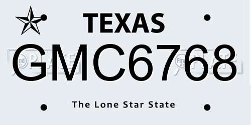 GMC6768 Texas License Plate