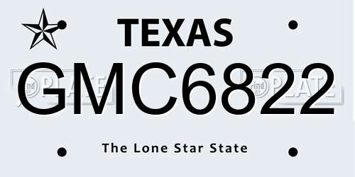 GMC6822 Texas License Plate