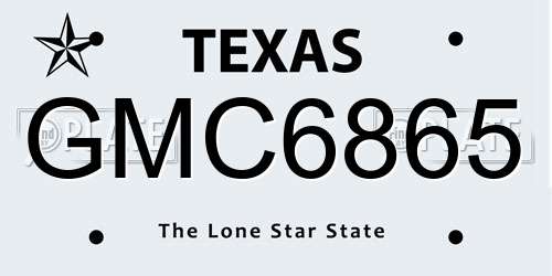 GMC6865 Texas License Plate
