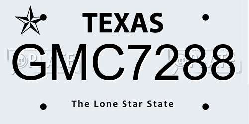 GMC7288 Texas License Plate