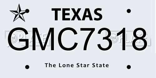 GMC7318 Texas License Plate