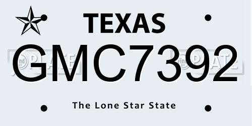GMC7392 Texas License Plate