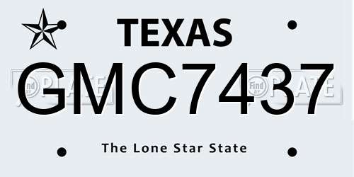 GMC7437 Texas License Plate