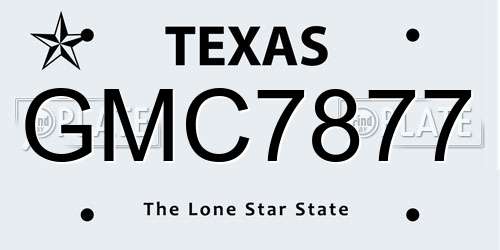 GMC7877 Texas License Plate