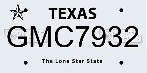 GMC7932 Texas License Plate