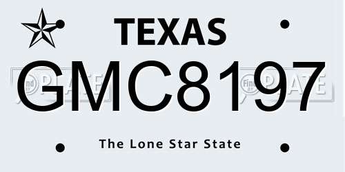 GMC8197 Texas License Plate