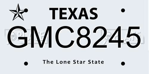GMC8245 Texas License Plate