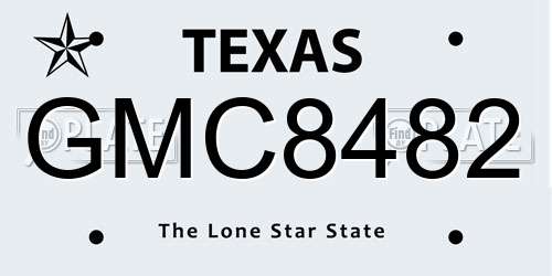 GMC8482 Texas License Plate
