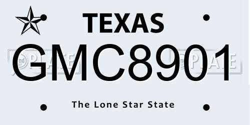 GMC8901 Texas License Plate