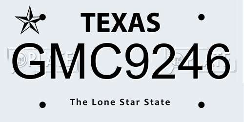 GMC9246 Texas License Plate