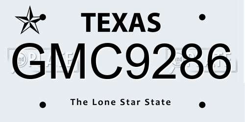 GMC9286 Texas License Plate